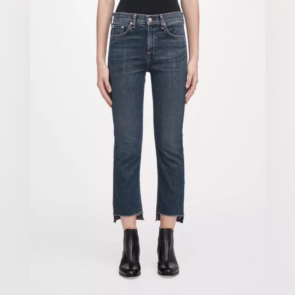 Rag and Bone Nina High rise stove‎ pipe raw hem jeans size 28